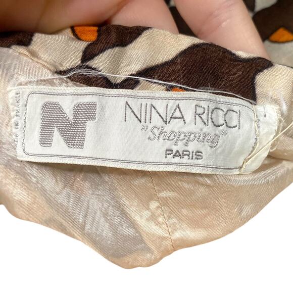 Vtg 60s Nina Ricci Shopping Paris Mod Art Deco Pleated Silk Skirt SZ M - Picture 7 of 9